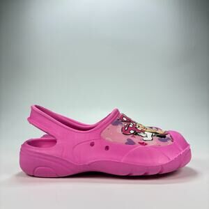 Disney Minnie Mouse Clog Pink Comfortable Back Strap Slip On Shoes Youth Size 10